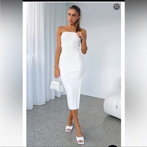 White Fox Tube Midi Dress